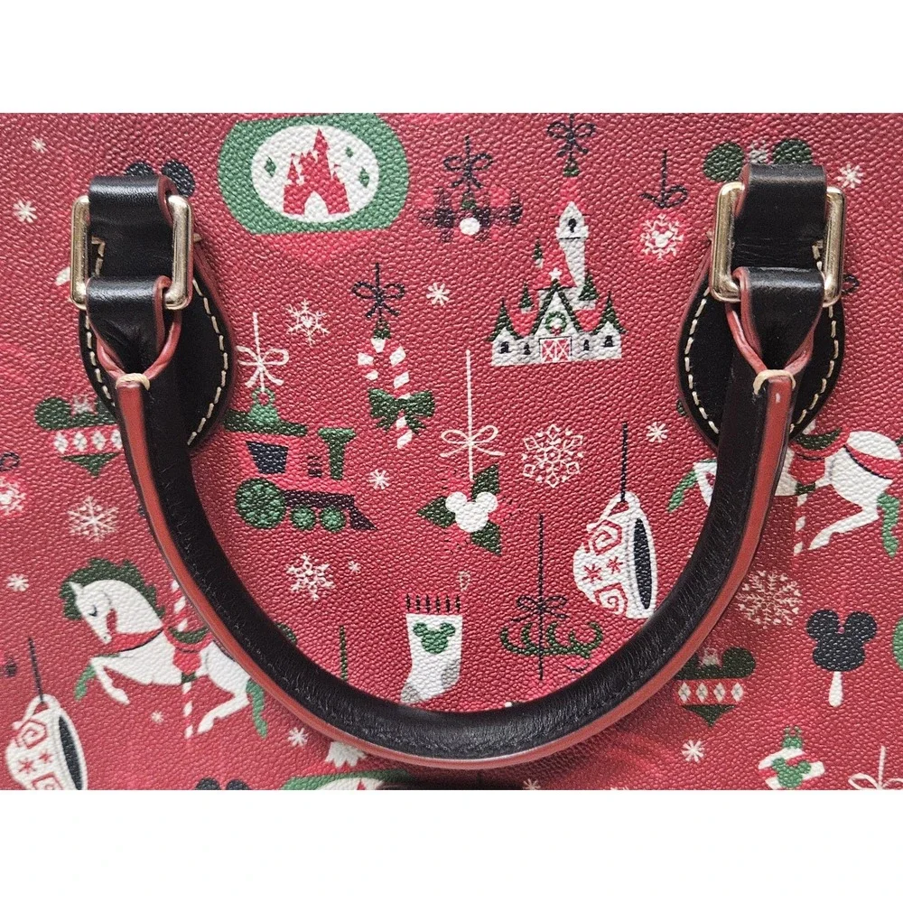 Dooney & Bourke Disney Farmhouse Holiday Satchel Top Handle Bag Christmas Red